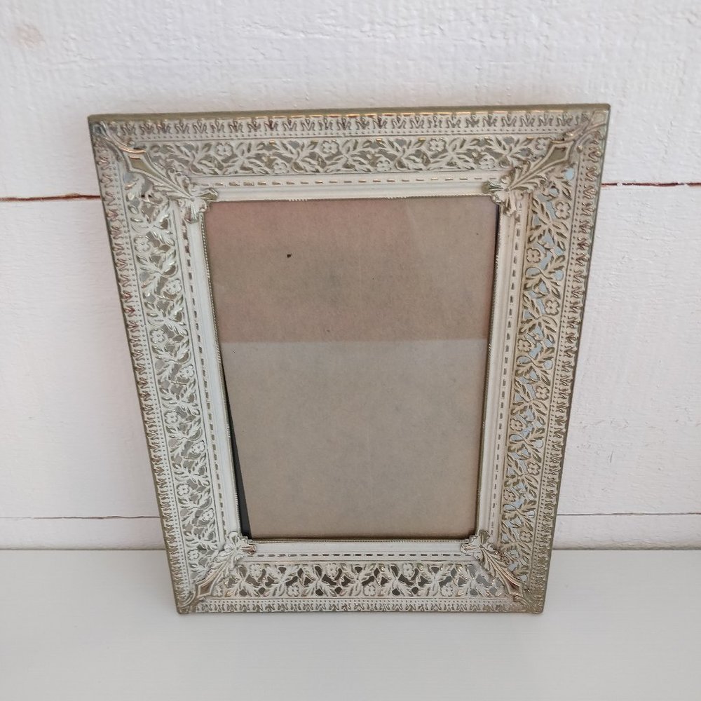 Vintage Ivory and Gold Filigree Picture Frame